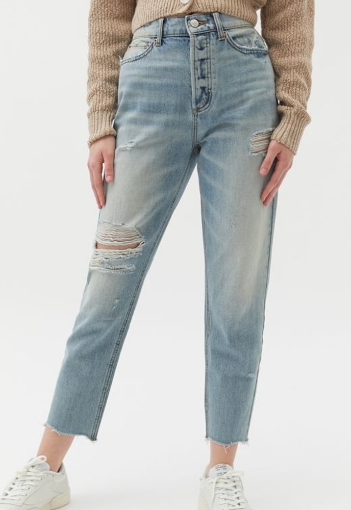 BDG Slim Straight raw hem ripped button-fly jeans